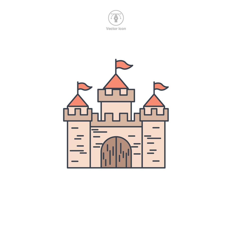 Castle building icon symbol illustration isolated on white background vector