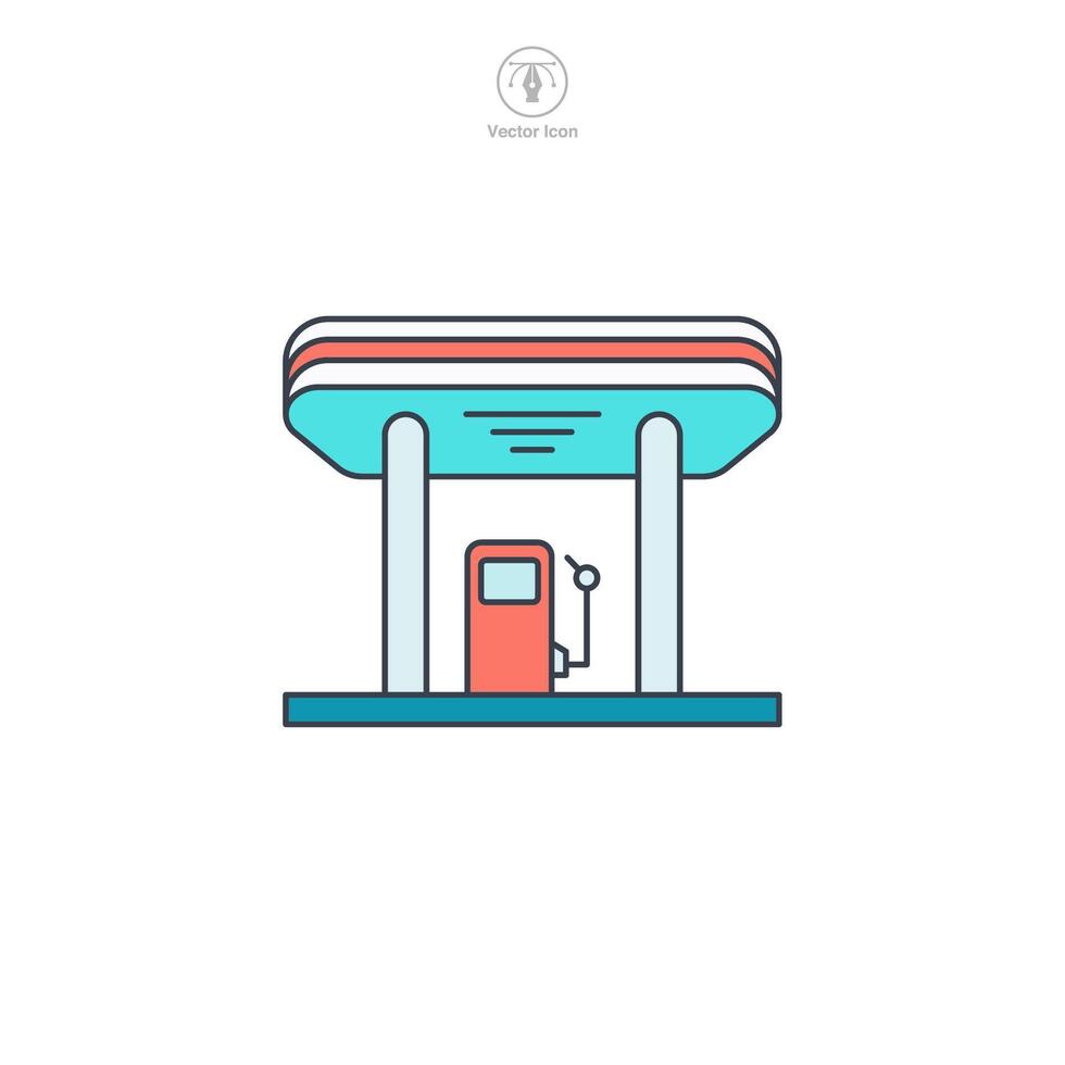 Gas Station building icon symbol illustration isolated on white background vector