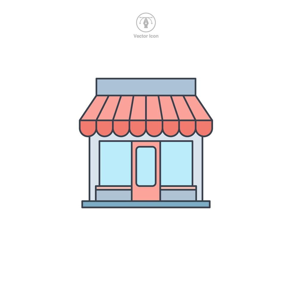 Storefront building icon symbol illustration isolated on white background vector