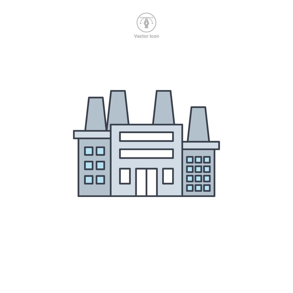 Factory building icon symbol illustration isolated on white background vector