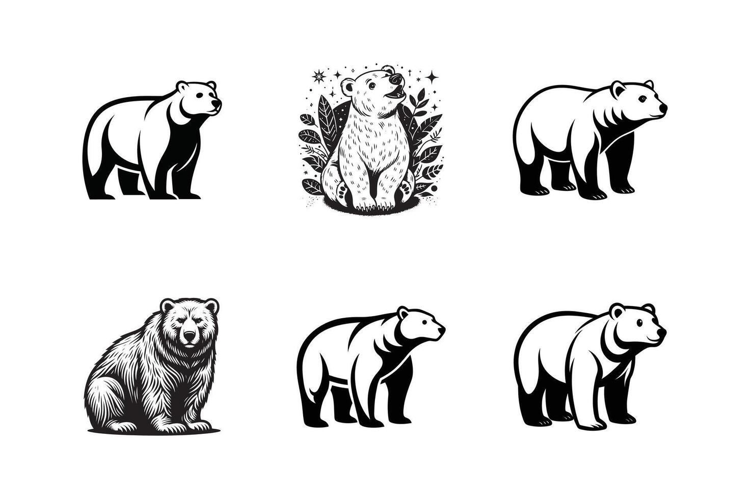set of polar bear silhouette , illustration design template vector