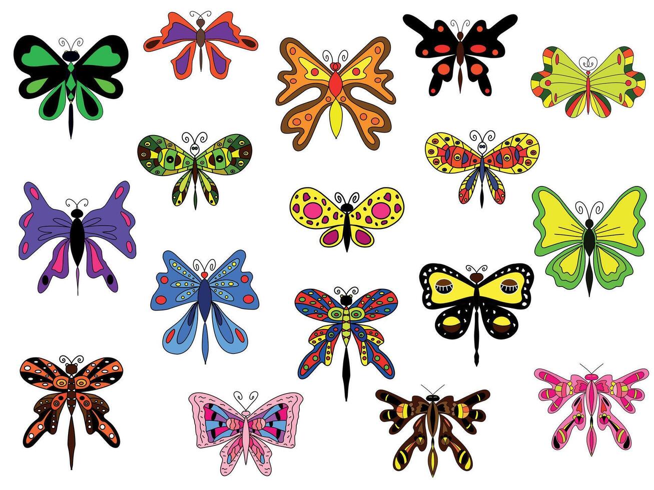 Butterflies Colorful illustrations, Clip art vector