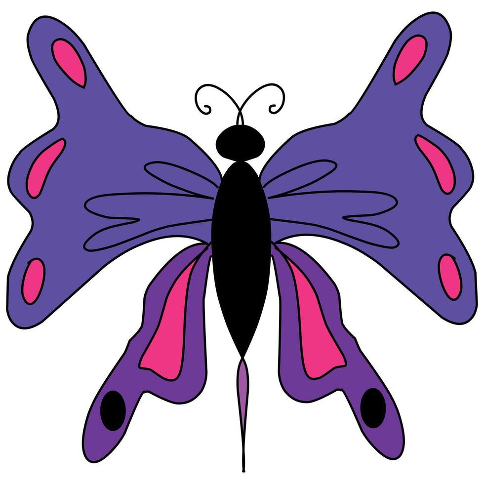 Butterfly Colorful Illustration, Purple vector