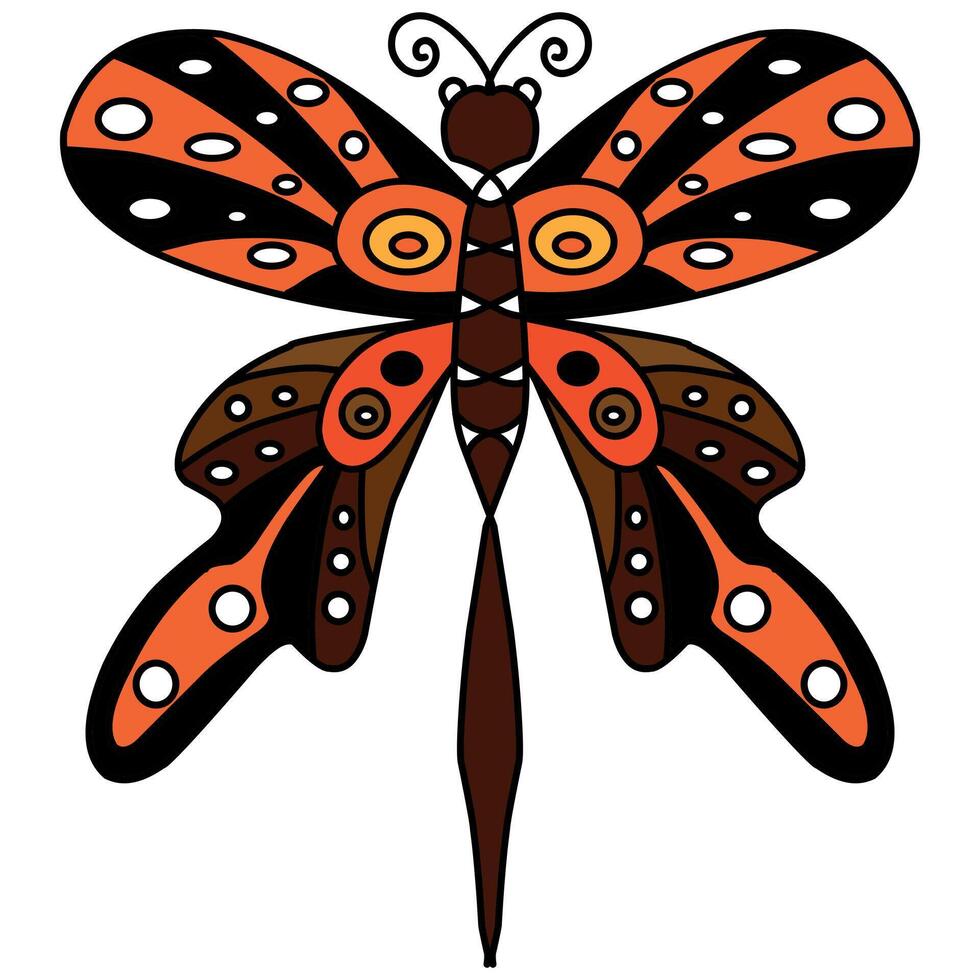Butterfly Colorful Illustration, Orange Black vector