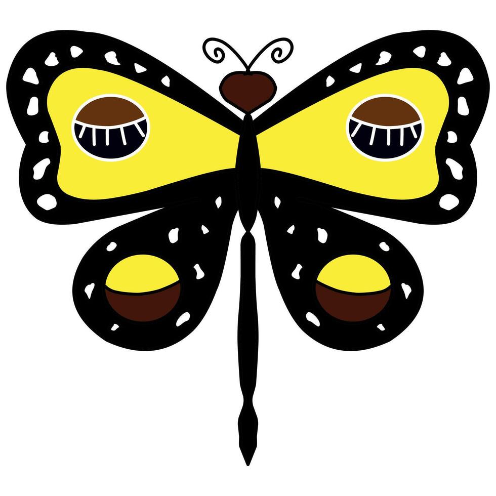 Butterfly Colorful Illustration, Black Yellow vector