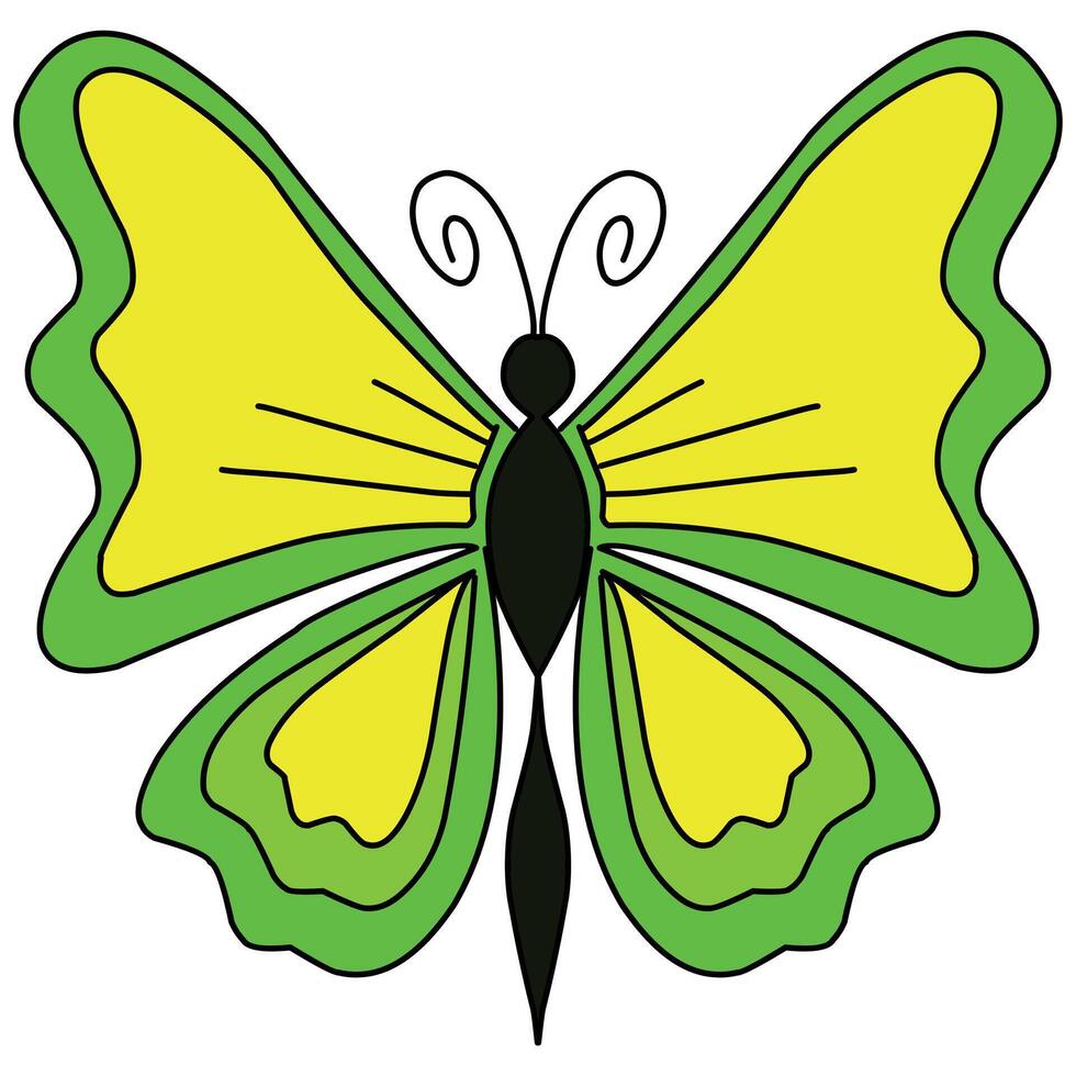 Butterfly Colorful Illustration, Green vector