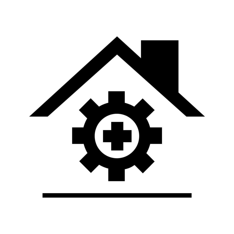 house with cogwheel and medical cross icon vector
