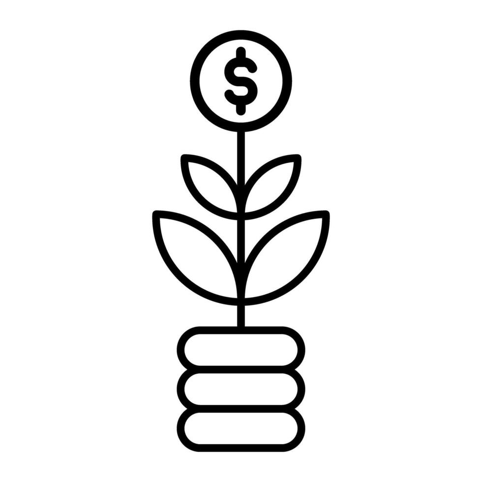 money stack with plant icon vector