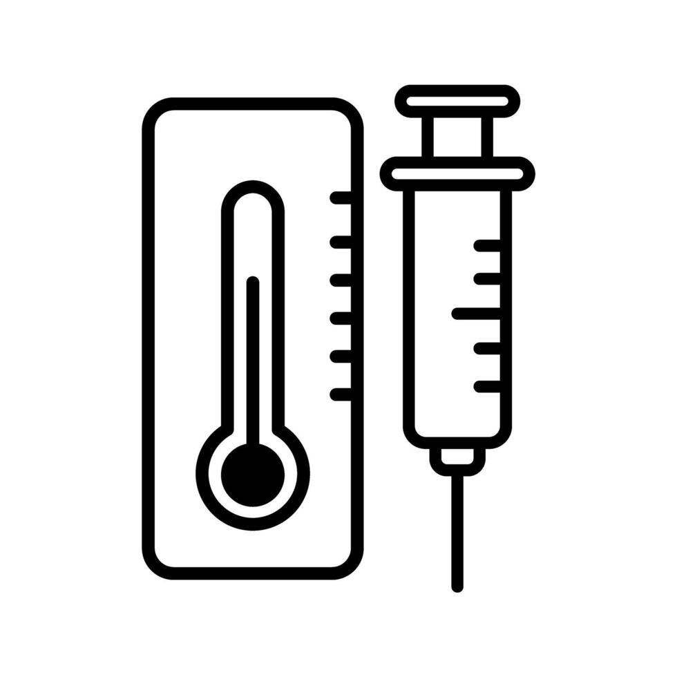 thermometer with syringe icon vector