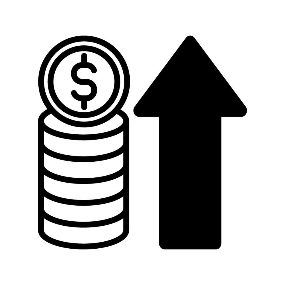 money with arrow up icon vector