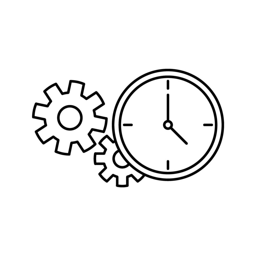clock with cogwheel icon vector