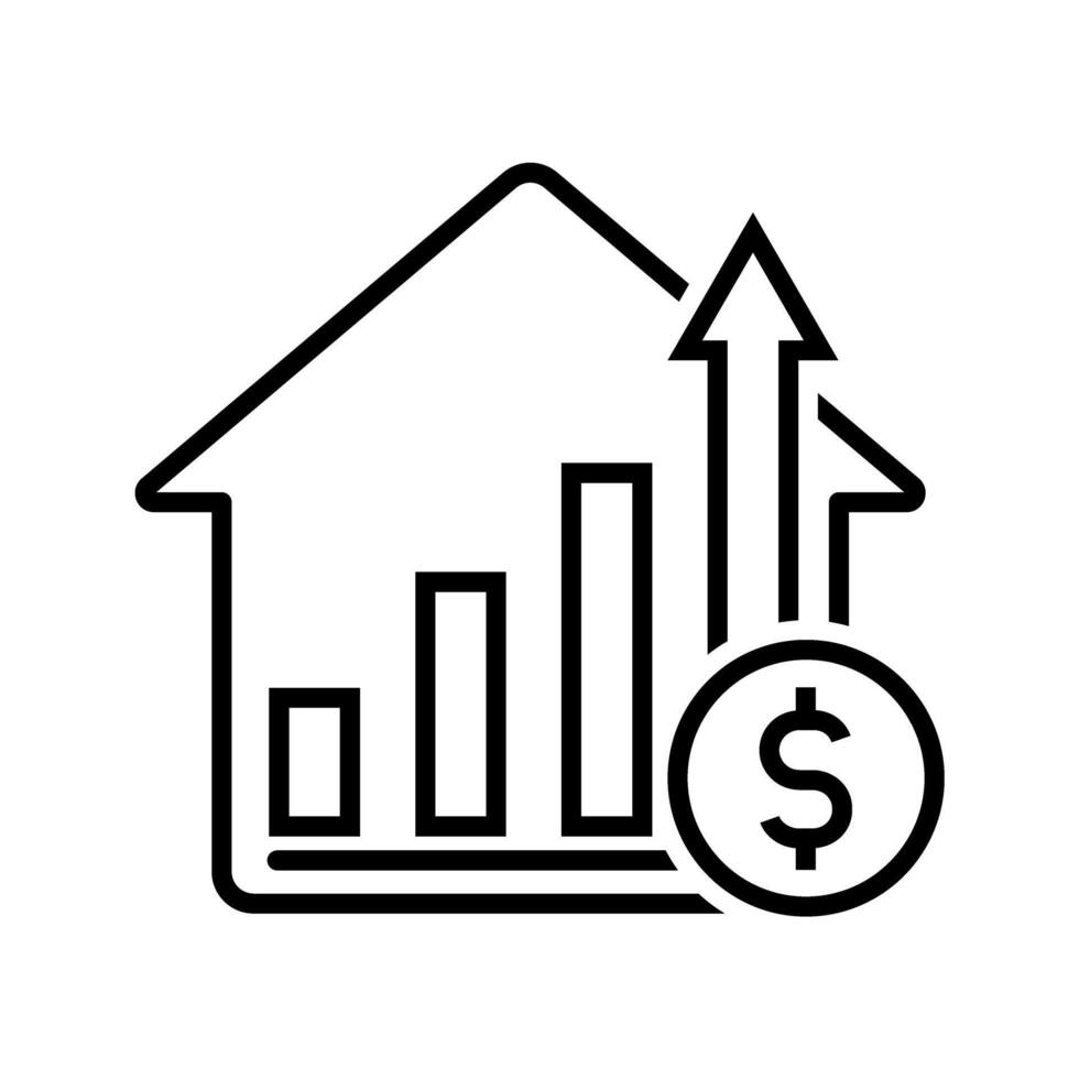 Illustration of rising housing price icon vector