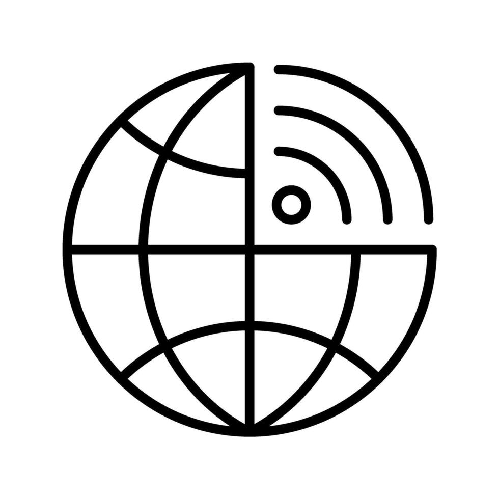 globe with wifi symbol icon vector