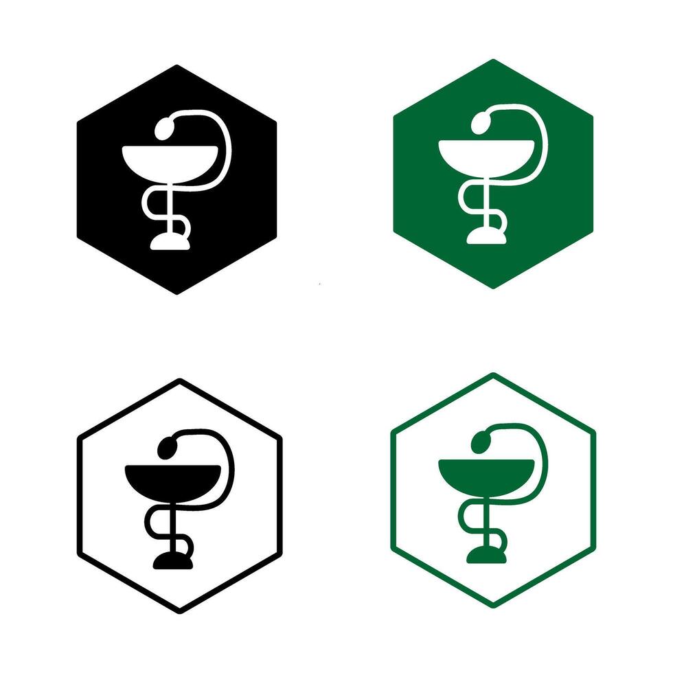 pharmacy logo in hexagon with various style icon vector
