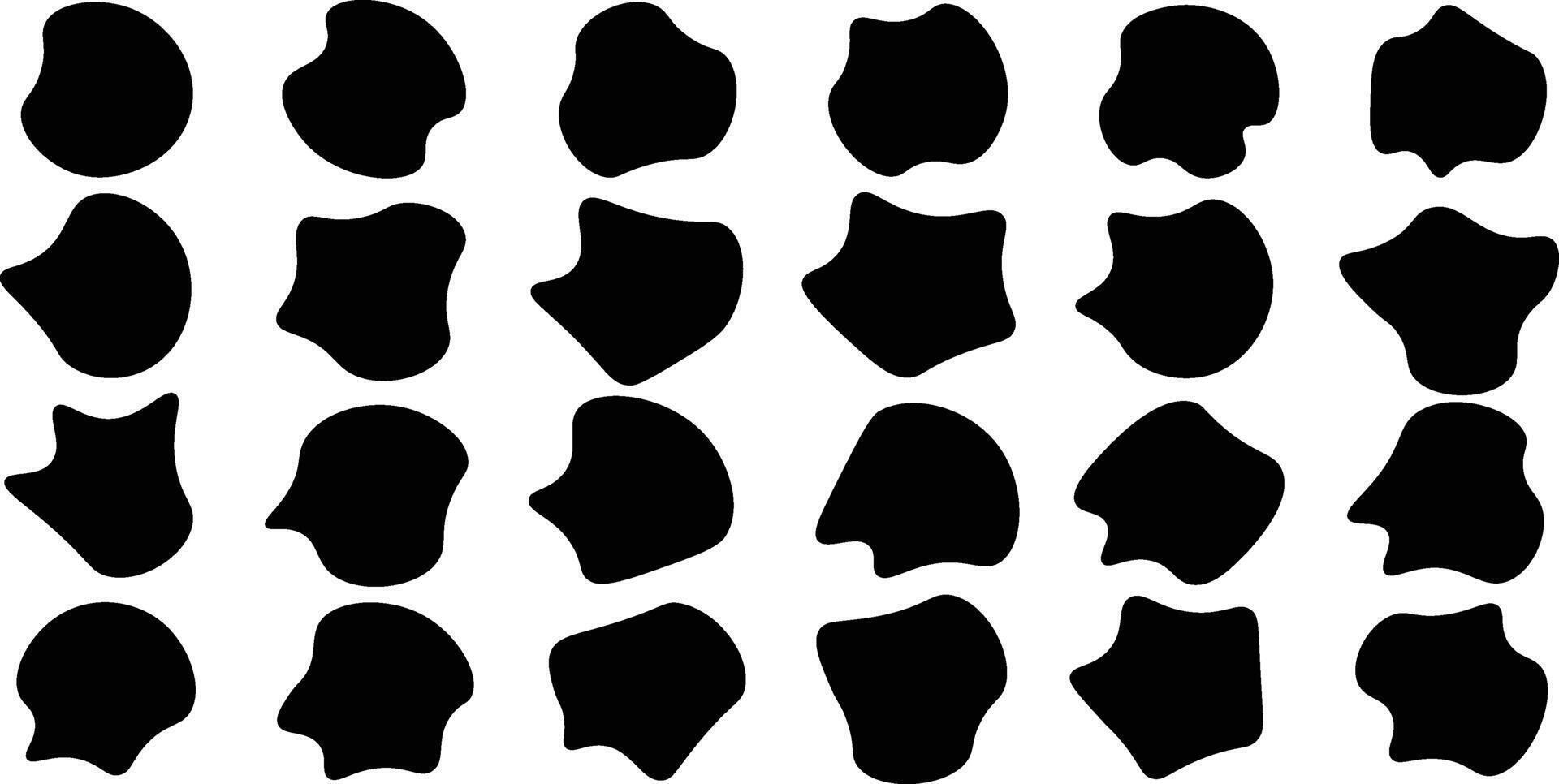Abstract black blob shape organic set. . Simple fluid circle shape, trendy wrap circle, blob shape element collection. Blob color collection vector