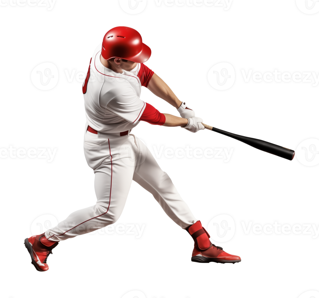 Baseball Player Bat Swing Isolated on Transparent Background png