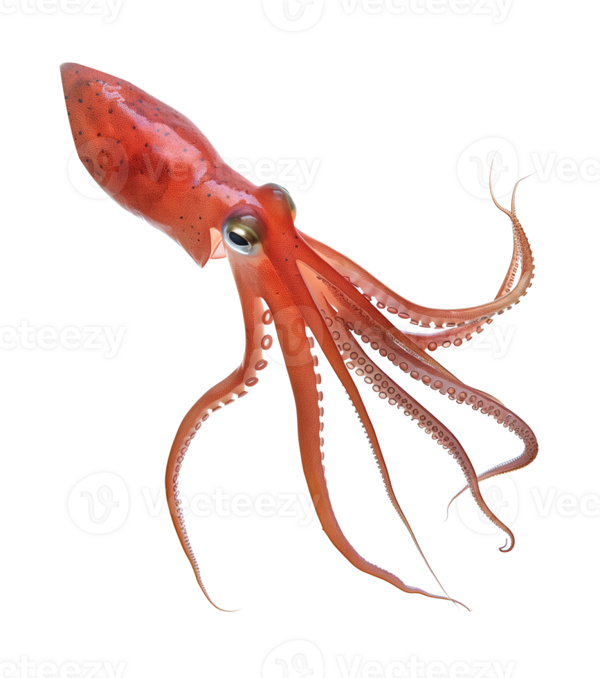 Squid Swimming Isolated on Transparent Background png