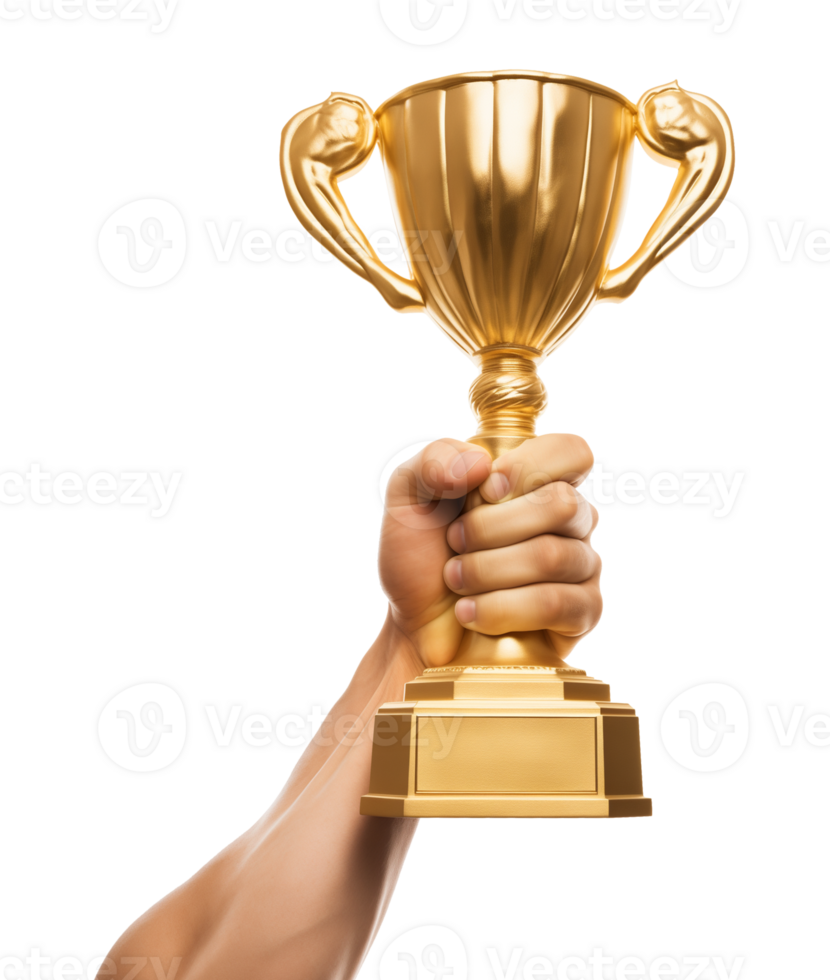Hand Holding Trophy Isolated on Transparent Background png