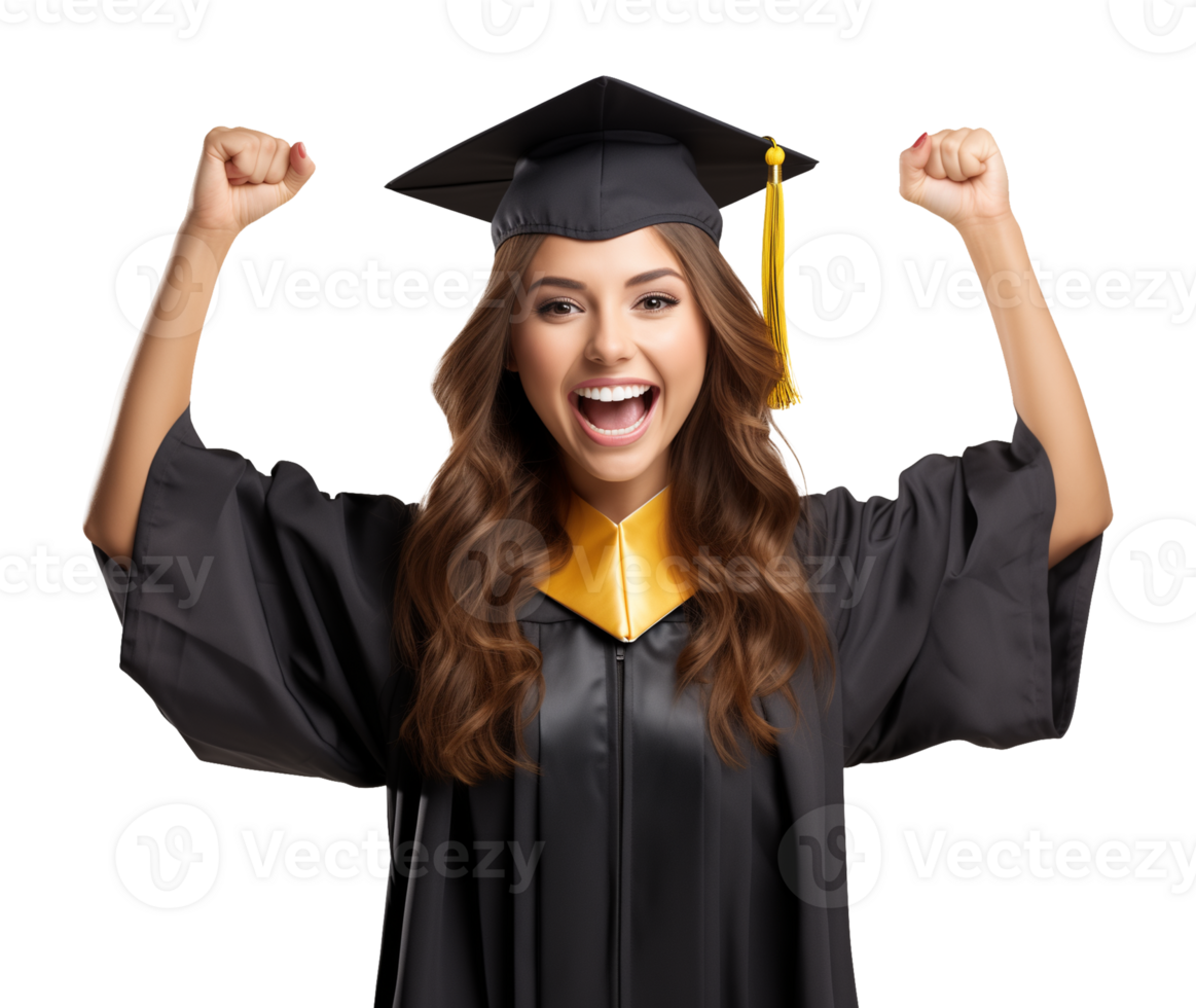 Female Celebrating Graduation Isolated on Transparent Background png