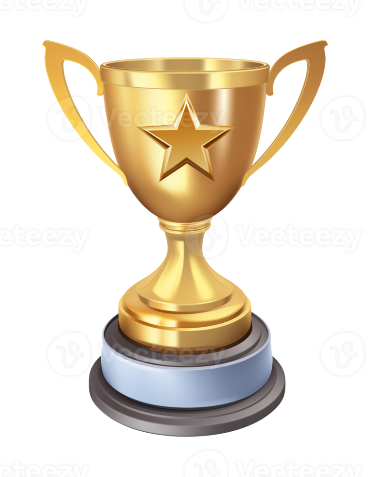 Gold Trophy 3D Style Isolated on Transparent Background png