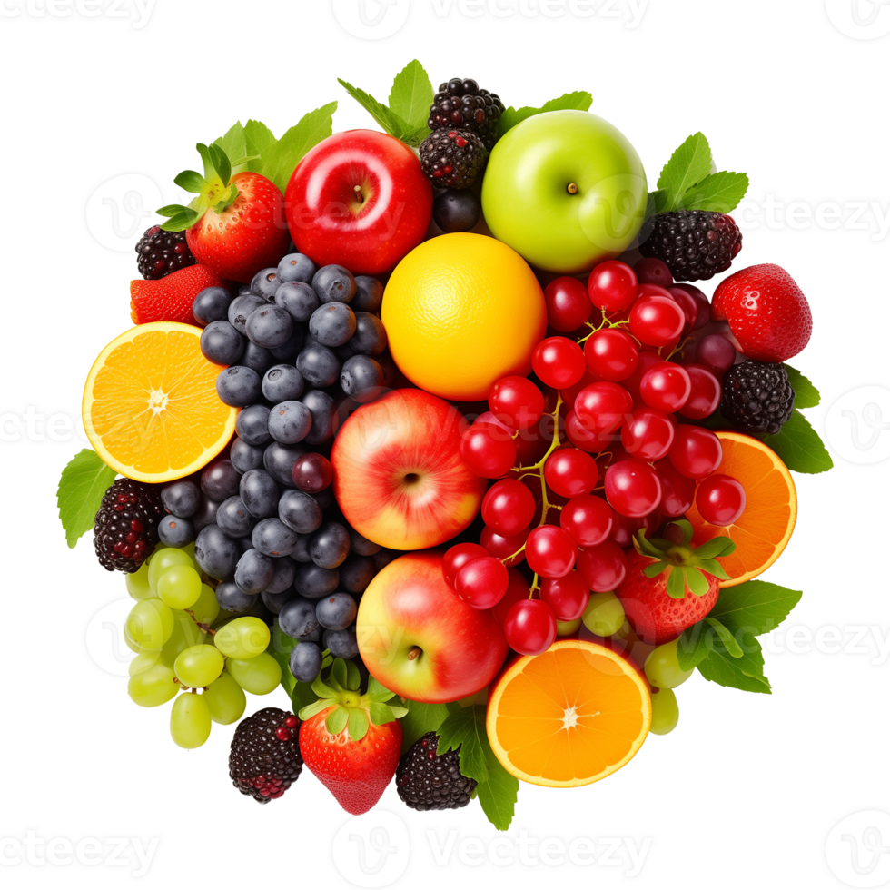 Fruits Top View Isolated on Transparent Background png