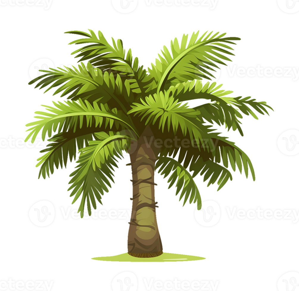 Palm Tree Summer Illustration Style Isolated on Transparent Background png