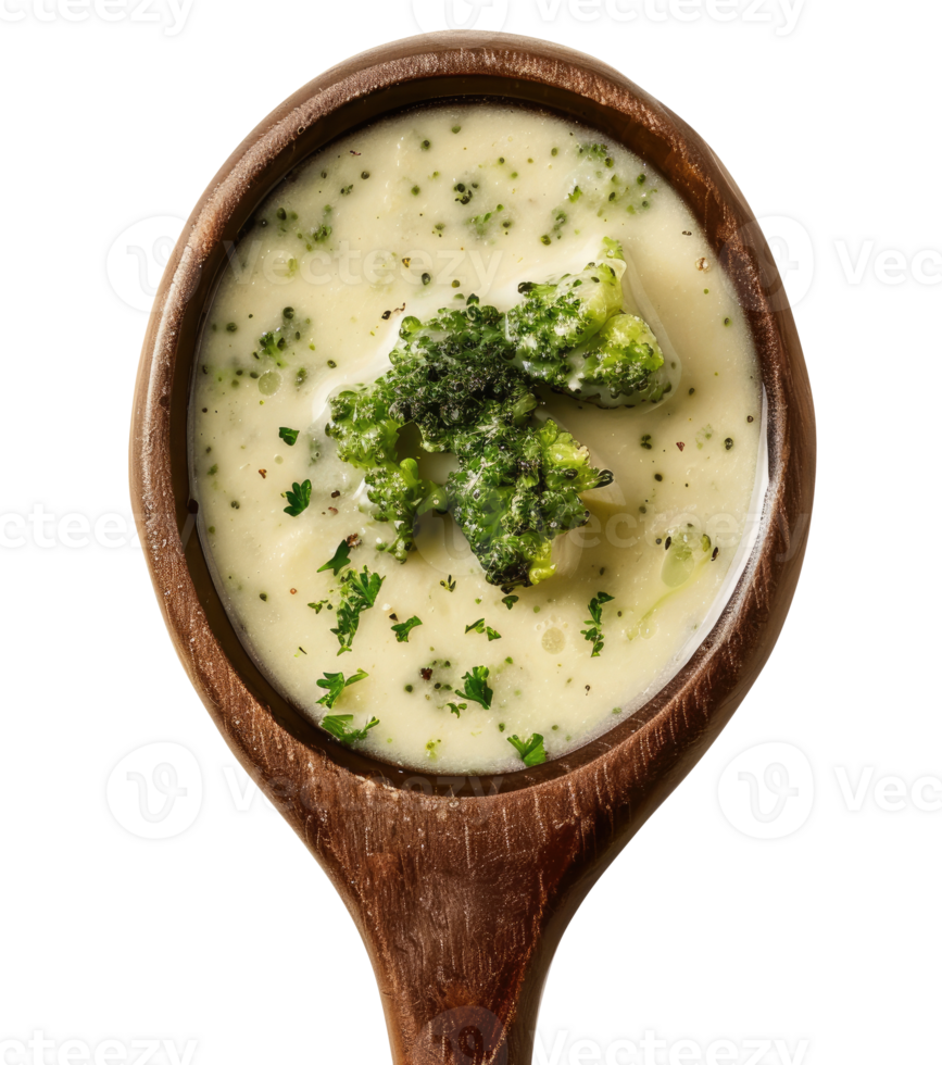 Broccoli Soup in Wooden Spoon png