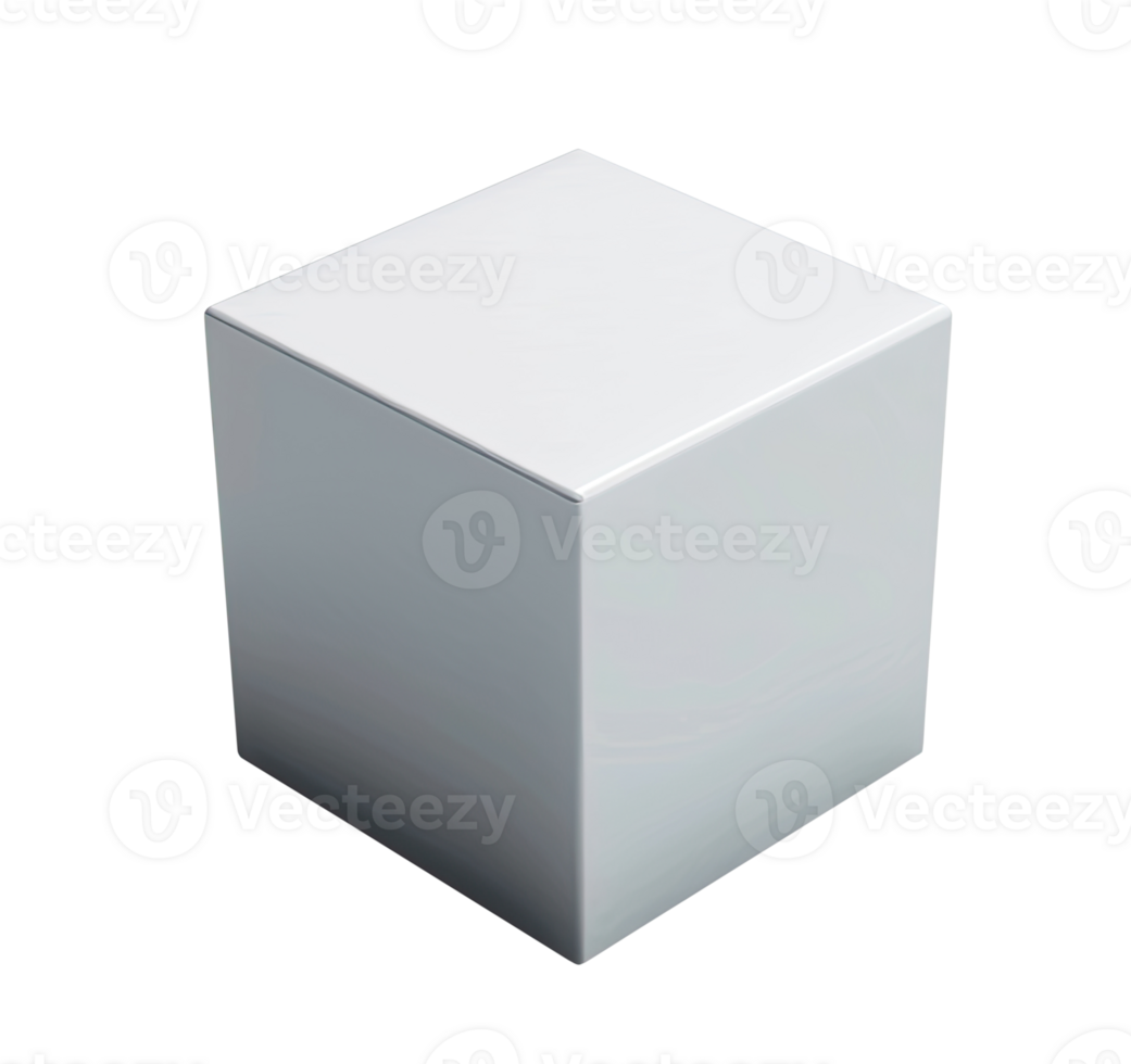 White cube isolated on transparent background png