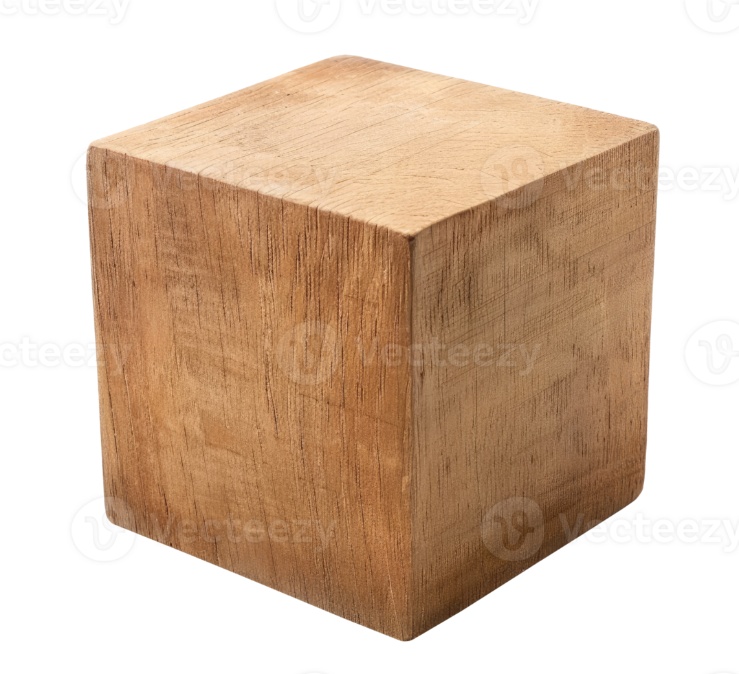 Wooden cube isolated on transparent background png