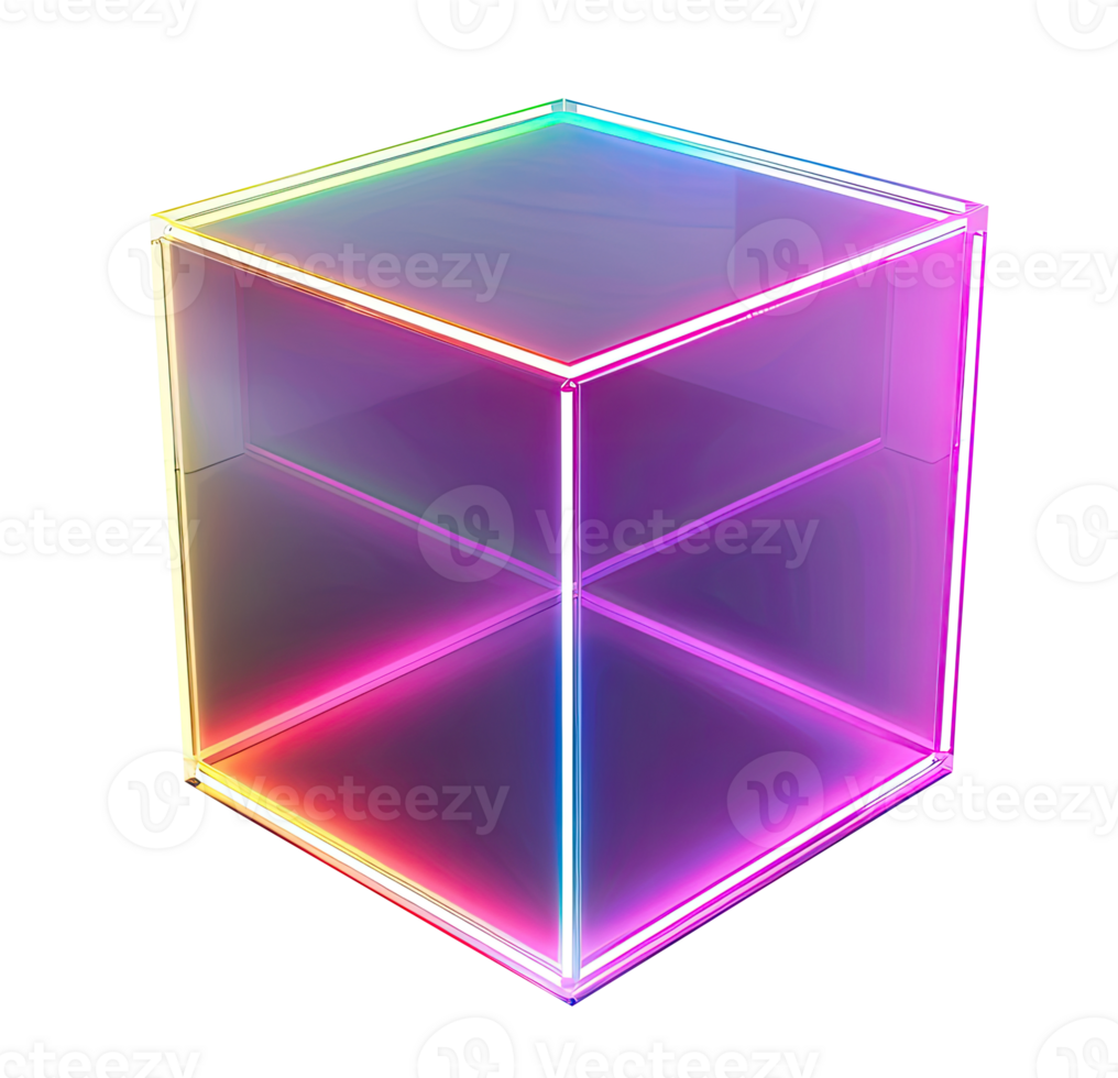 Abstract Neon Cube png