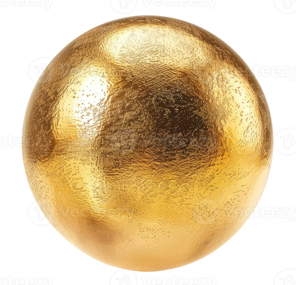 Golden sphere isolated on transparent background png