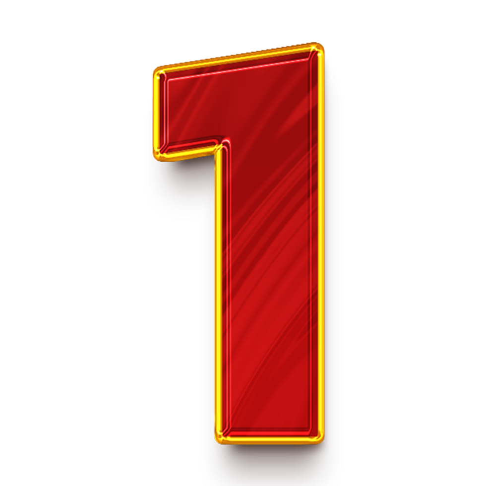 The number one is made of red and gold png