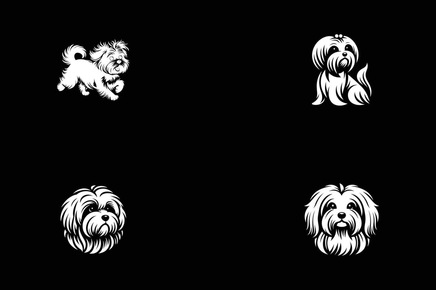 set of Maltese dog silhouette , illustration, logo style template vector
