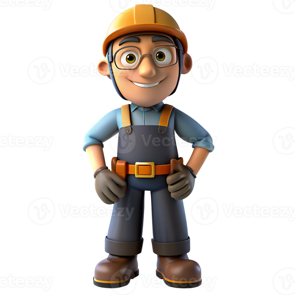 3D Model of Technician Character Rendering of character presenting the occupation of technical expertise and systems analysis png