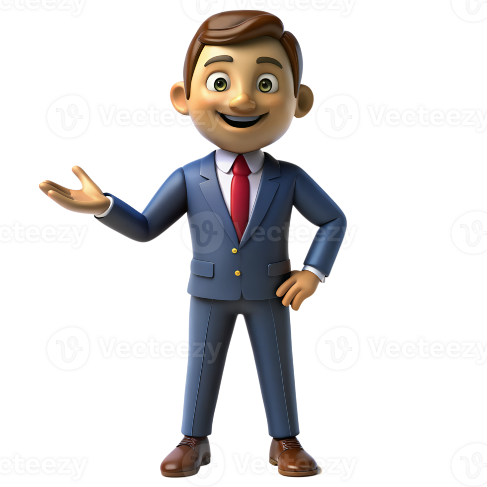 3D model of a bank officer, character rendering presenting a career in finance and banking. png