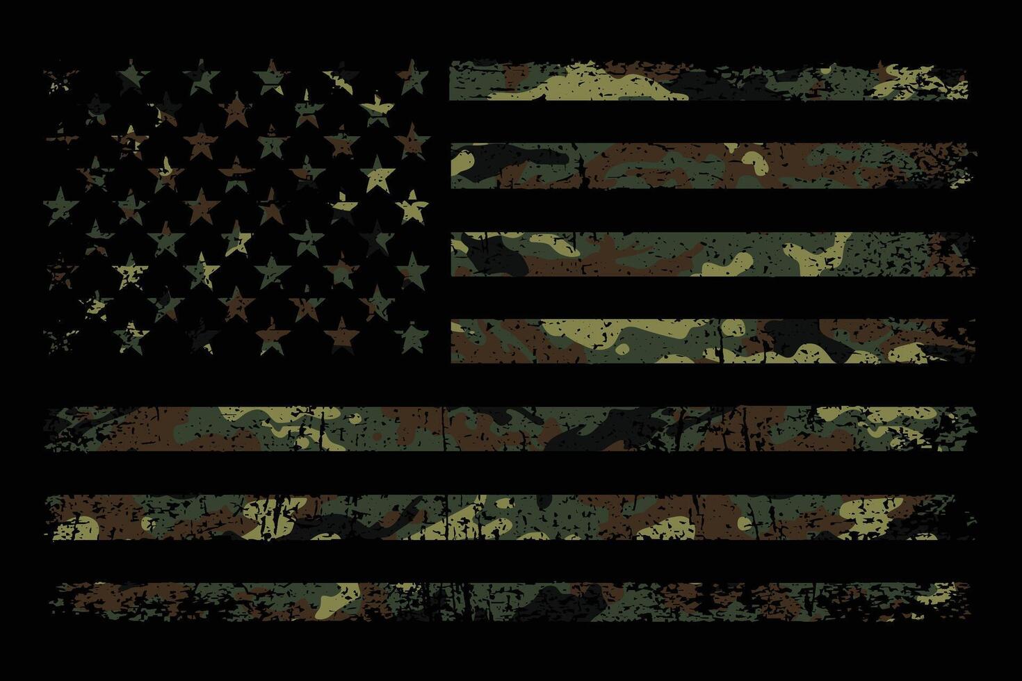 American Flag With Camouflage Design vector
