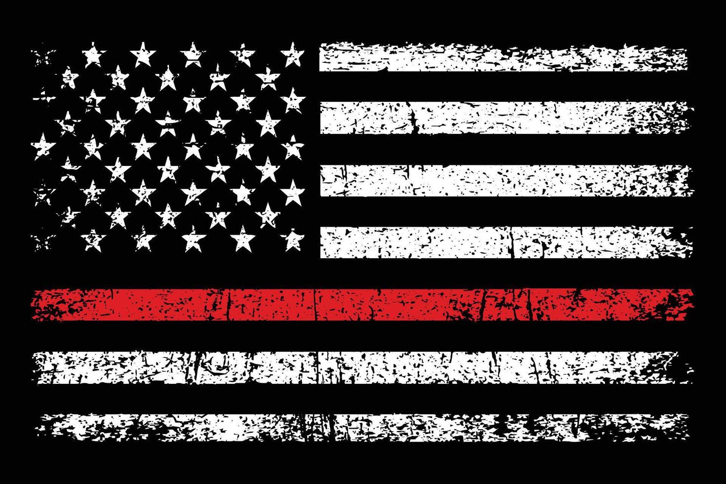 Thin Red Line Flag. Fire Fighter Department Flag vector