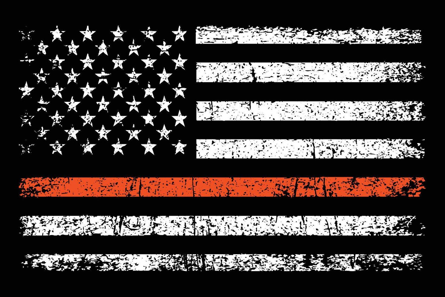 Thin Orange Line With USA Flag vector