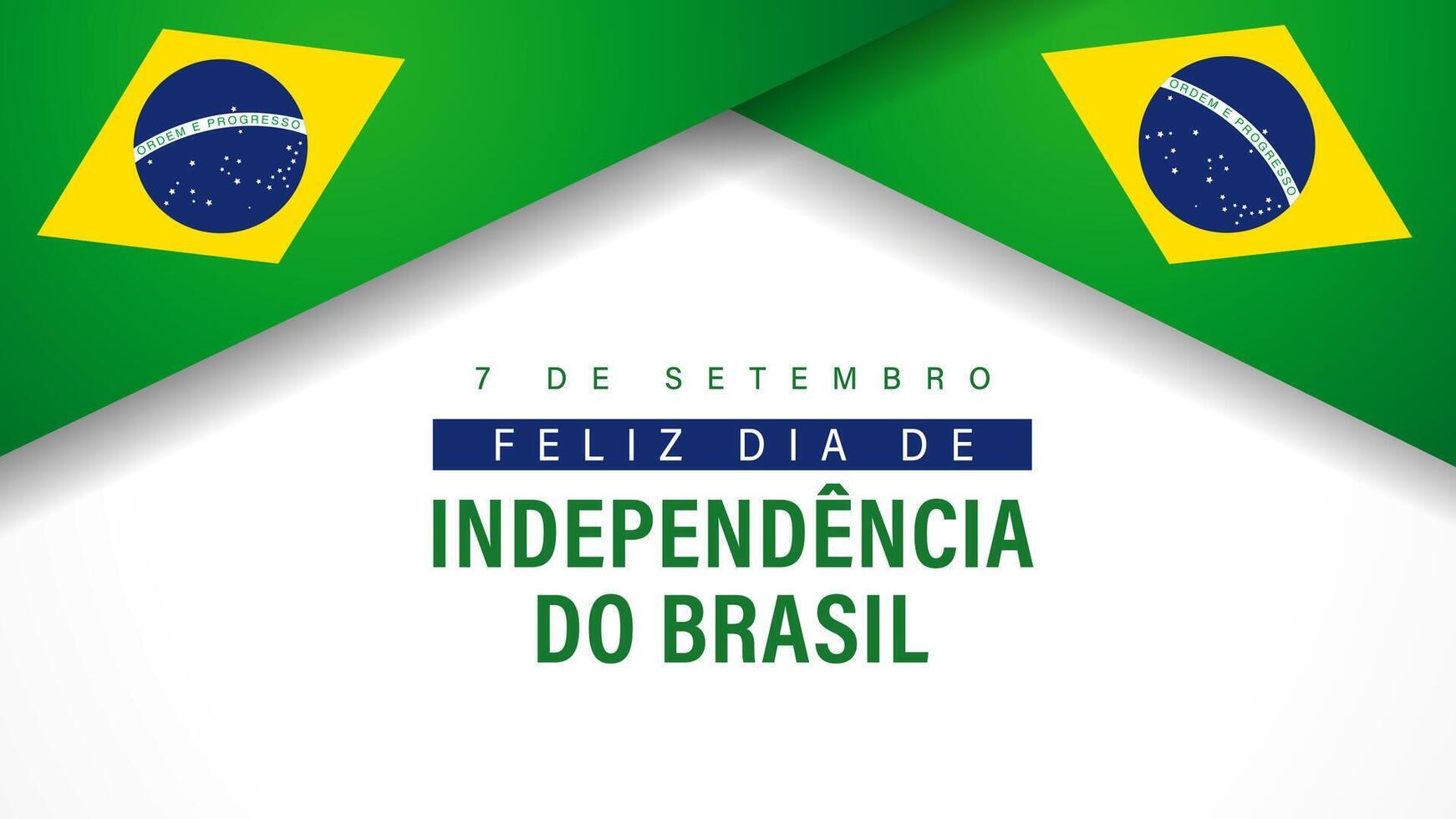 September 7th, Happy Brazilian Independence Day creative banner with 3D flag frame vector