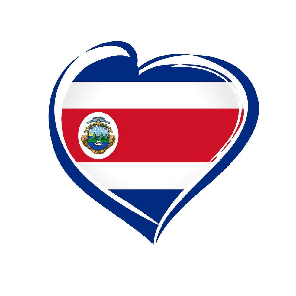 Love Costa Rica, heart with flag background. Creative label vector