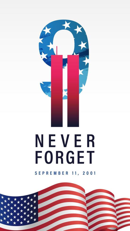 9.11 Never Forget, September 11 2001 banner design vector