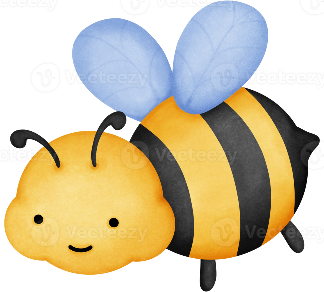 Bee cute wild animals watercolor style illustration png