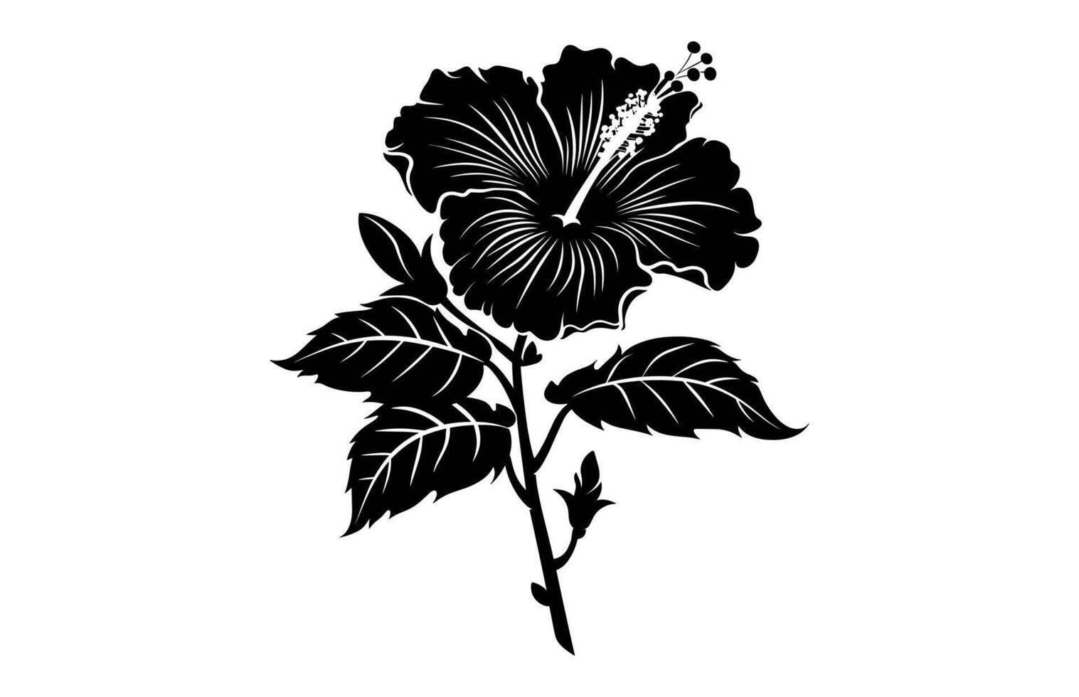 Hibiscus Silhouette Clip Art vector