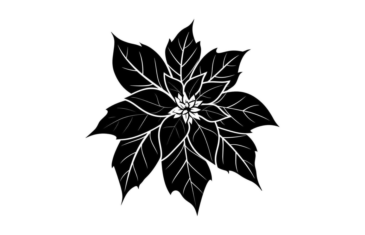 Poinsettia Flower Clipart Silhouette vector