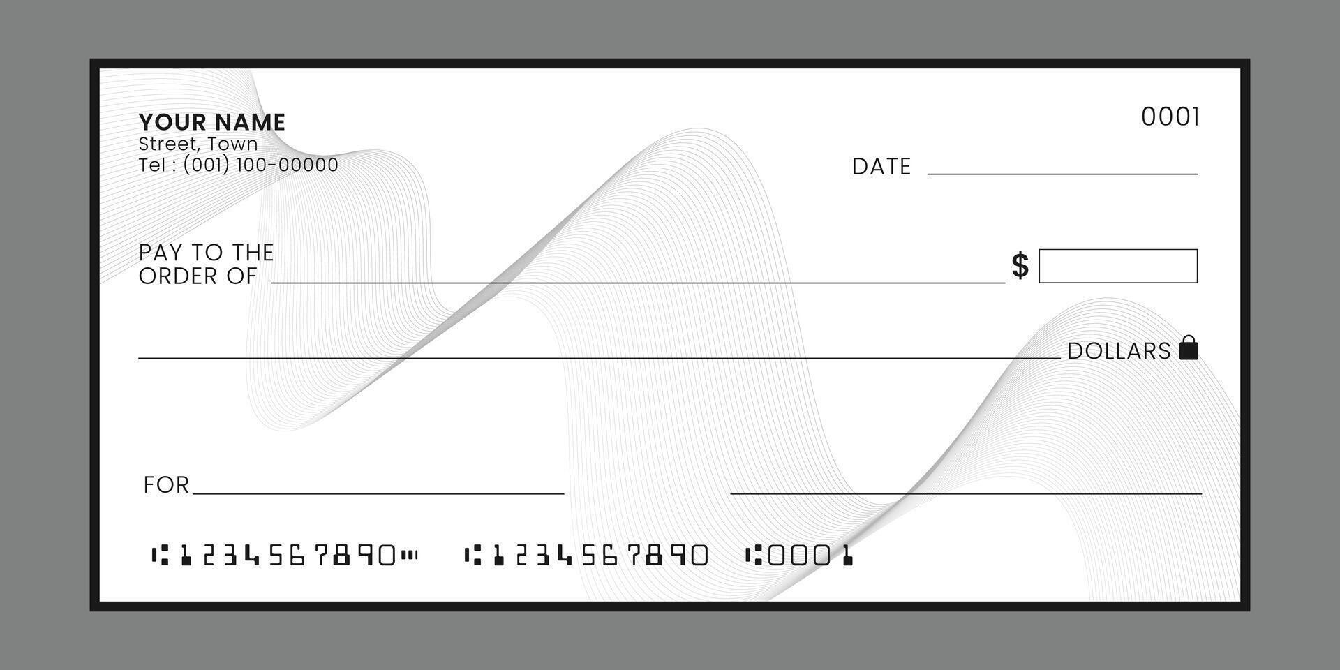 Blank Bank Check Mockup Template. Money payment paper. vector