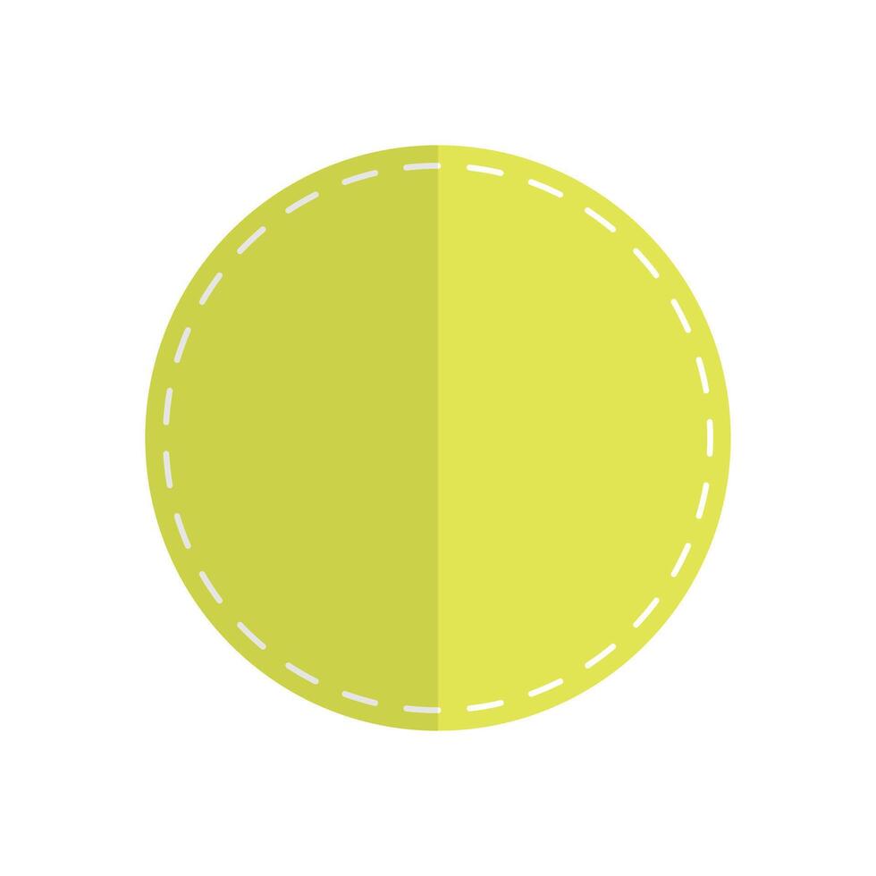 Yellow badge sewn design element for product promotion. illustration. vector