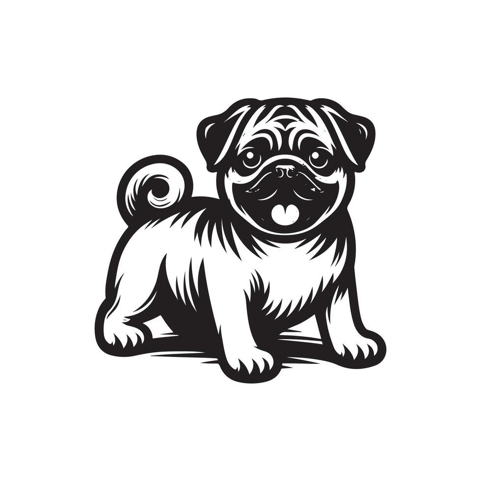 pug dog , art silhouette logo icon design black and white vector