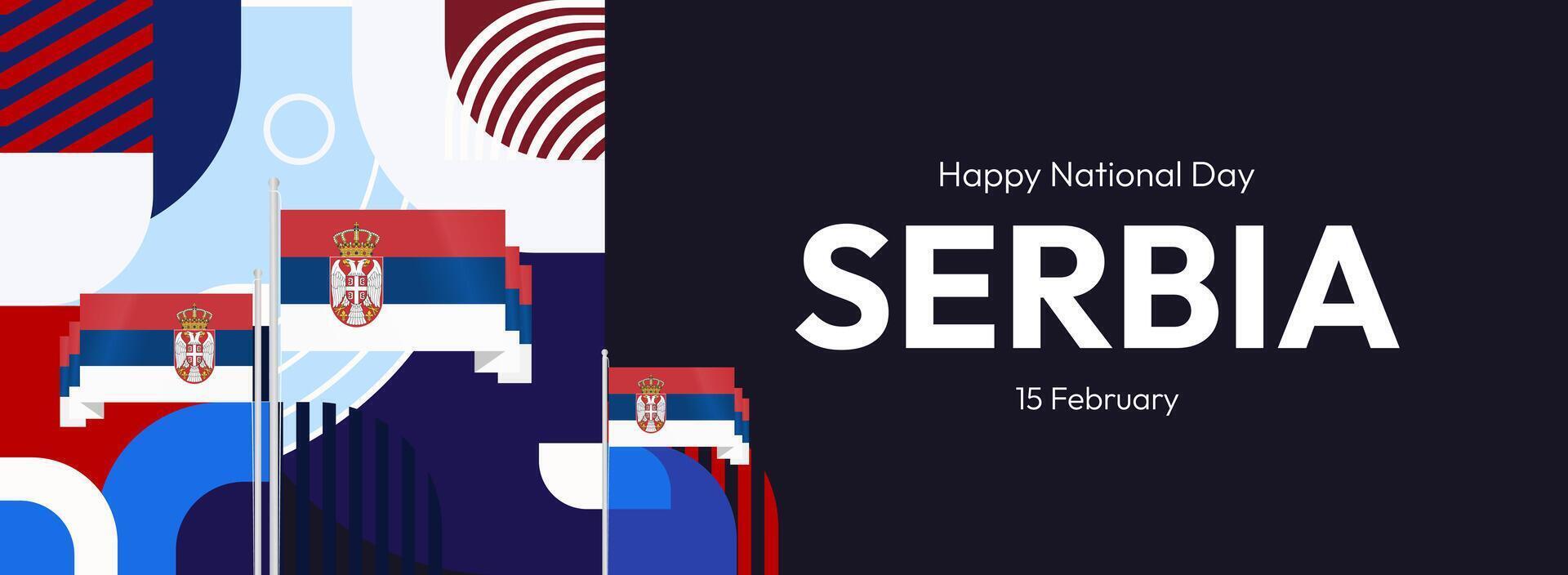 Happy Serbian Statehood Day on dark blue backgrounds vector