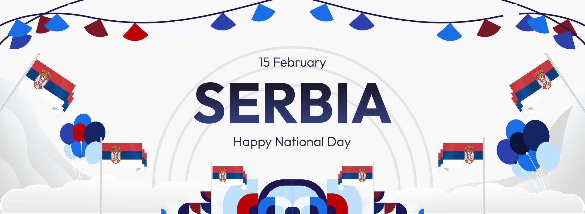Serbia national day, with cloud and white ring in ornament. Serbian flag vector