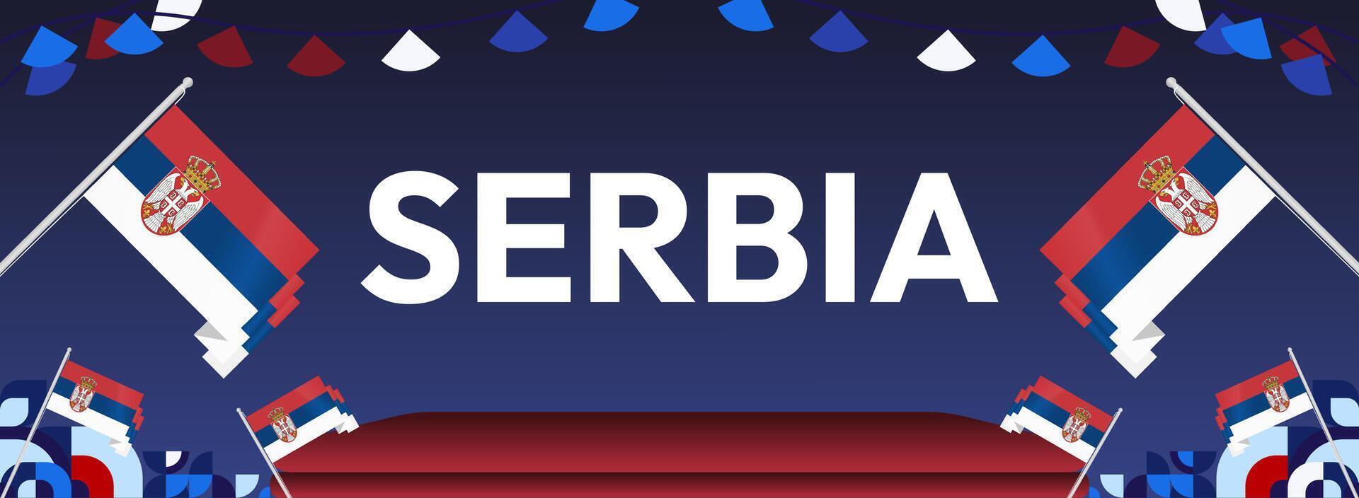 Happy Serbian Statehood Day on dark blue backgrounds vector